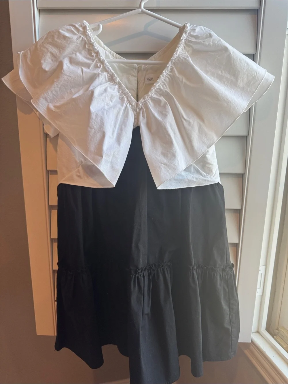 Zara White and Black Girls Layered Dress